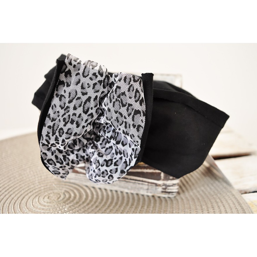 Czarna OPASKA z tiulową kokardą rozmiar uniwersalny