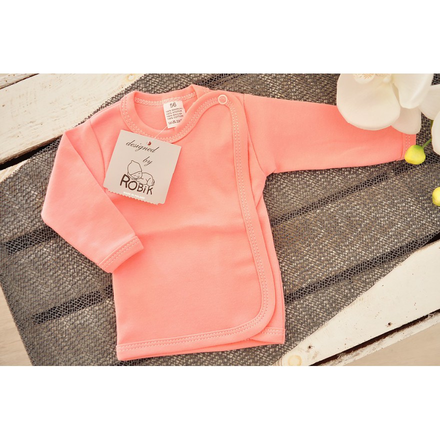 Łososiowa KOSZULKA kopertowa kaftanik