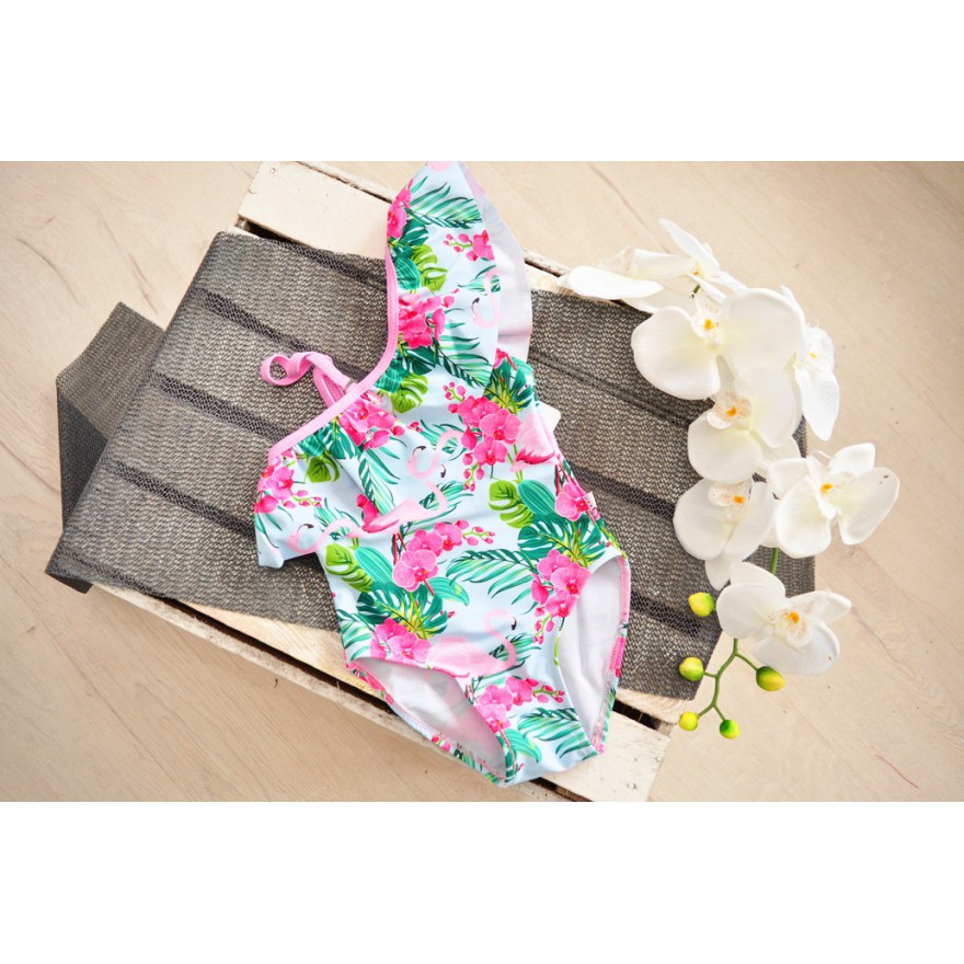 Kostium kąpielowy jednoczęściowy w flamingi, strój basen