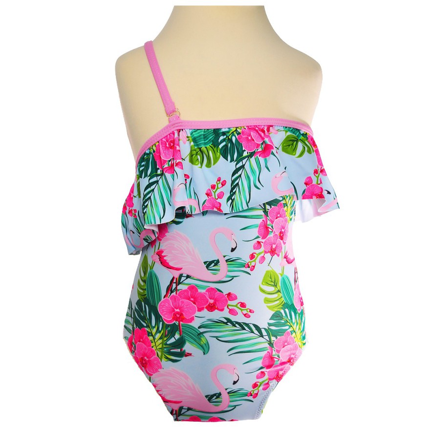 Kostium kąpielowy jednoczęściowy w flamingi, strój basen