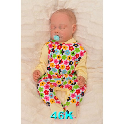 Pajac pajacyk bawełniany żółty w kwiaty wzór 46K