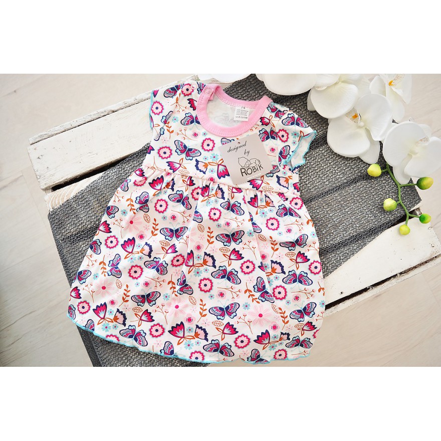 Biała BODY SUKIENKA w motyle 345R UROCZA PIĘKNE KOLORY LATO