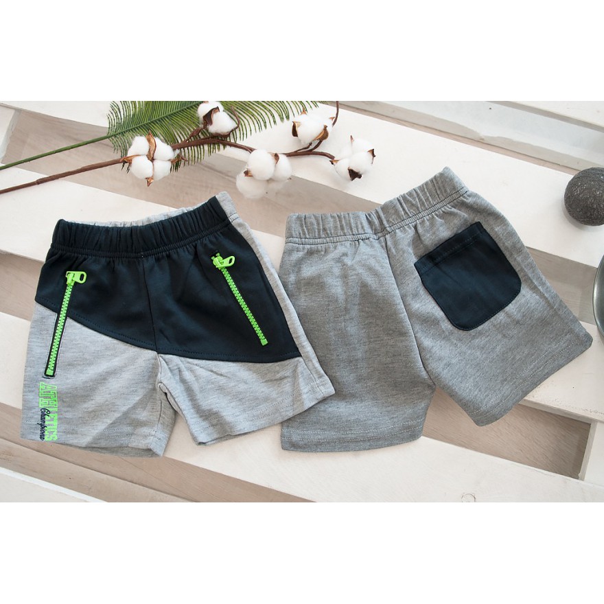 Szaro-granatowe KRÓTKIE SPODENKI dresowe SZORTY LATO wzór GREEN