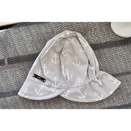 Szary KAPELUSZ KORNEL w kotwice czapka LATO