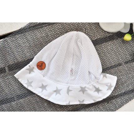 Biały KAPELUSZ PIOTR gwiazdki czapka przeciw poceniu LATO CHRZEST