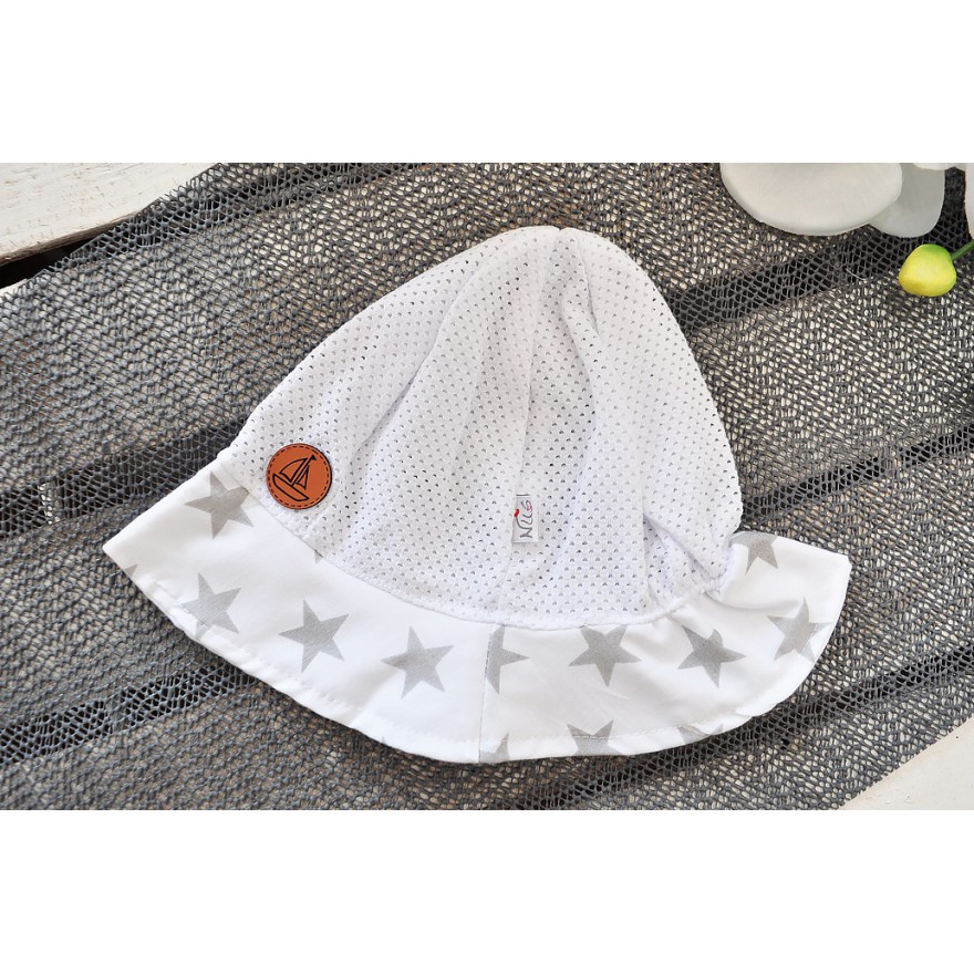 Biały KAPELUSZ PIOTR gwiazdki czapka przeciw poceniu LATO CHRZEST