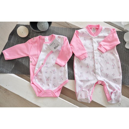 WYPRAWKA dla noworodka do szpitala 5 części różowa w misie wzór 356R
