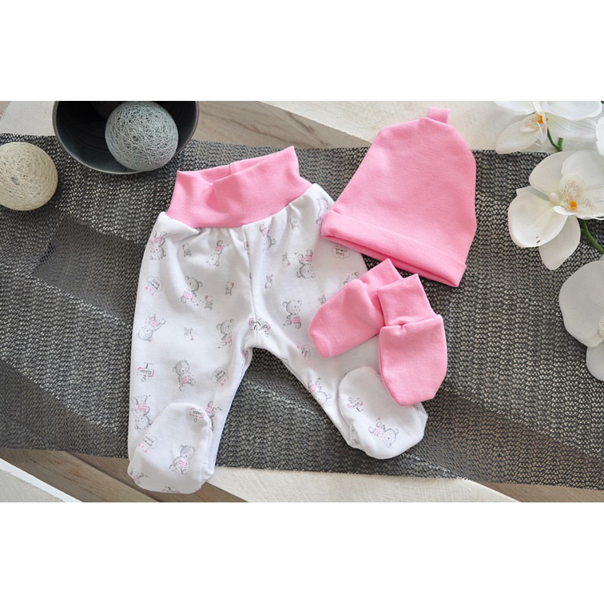 WYPRAWKA dla noworodka do szpitala 5 części różowa w misie wzór 356R