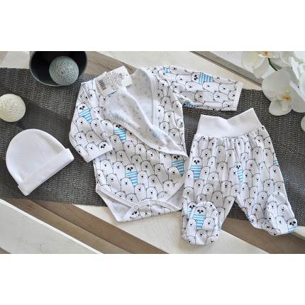 WYPRAWKA dla noworodka do szpitala 3-częściowa biała w misie