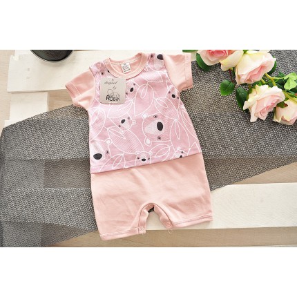 Letni RAMPERS pajac pudrowy w misie wzór 339Rn