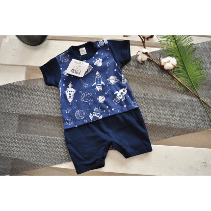 Letni RAMPERS pajac granatowy w rakiety wzór 201Gn