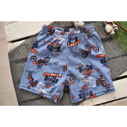 Niebieskie KRÓTKIE SPODENKI w motory cienkie SZORTY LATO