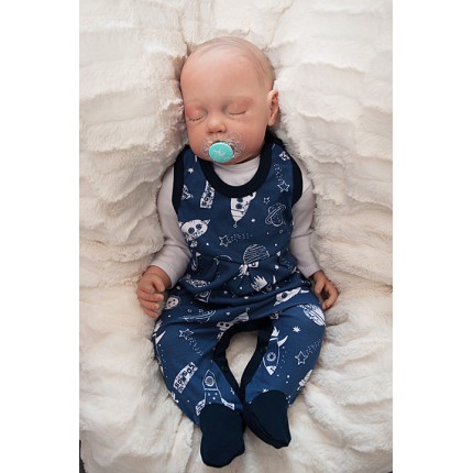 Granatowe ŚPIOCHY rozpinane w kroku, r. 50 WCZEŚNIAK w rakiety kosmiczne wzór 201G