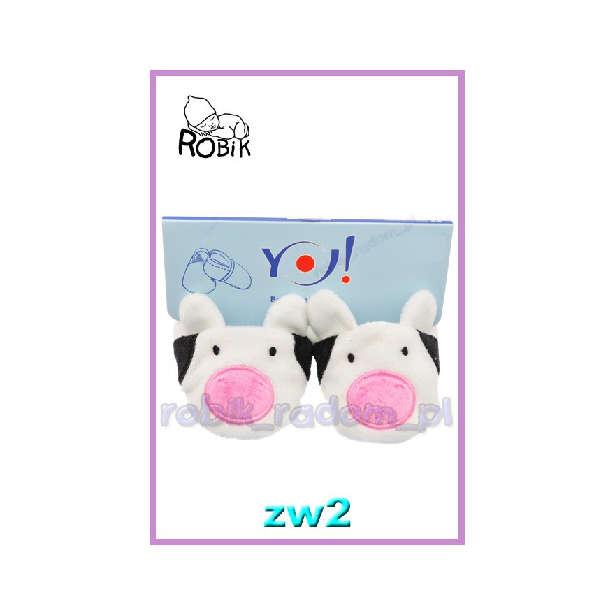 Botki polarowe krówki białe kapcie niechodki ZW2