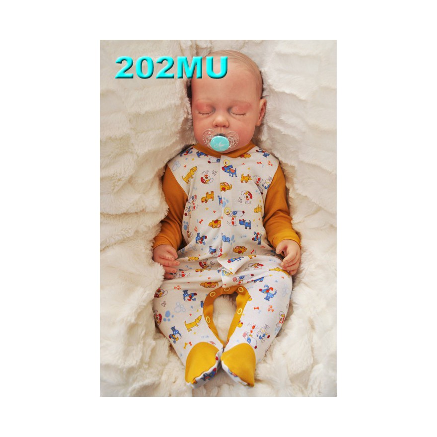 Pajac pajacyk bawełniany musztardowy w pieski wzór 202MU