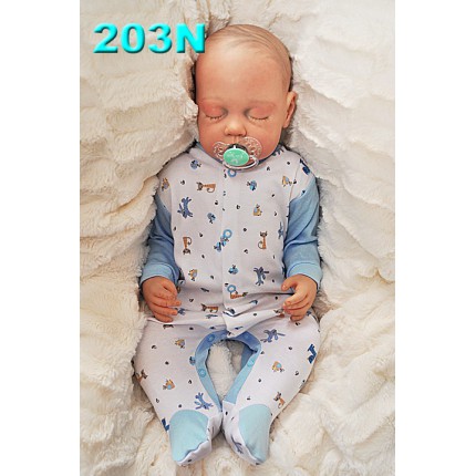 Pajac pajacyk bawełniany niebiesko-biały w zwierzątka wzór 203N