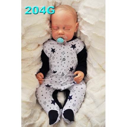 Pajac pajacyk bawełniany granatowo-biały w gwiazdki wzór 204G