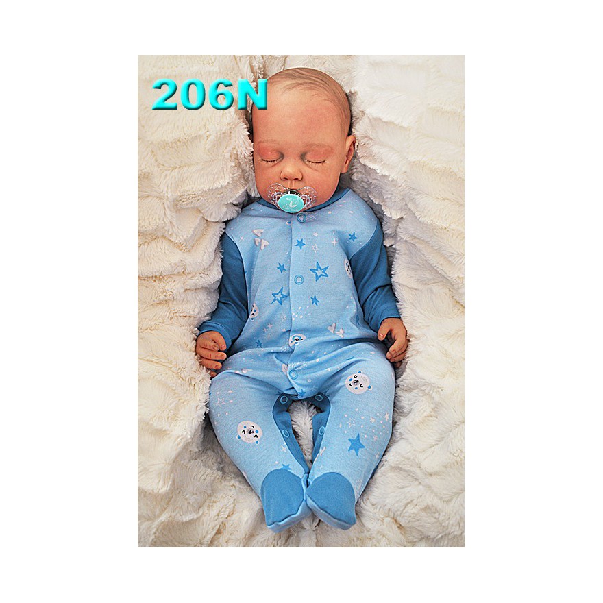 Pajac pajacyk bawełniany niebieski w misie i gwiazdki wzór 206N