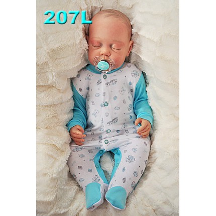 Pajac pajacyk bawełniany lazurowo-biały w zabawki wzór 207L