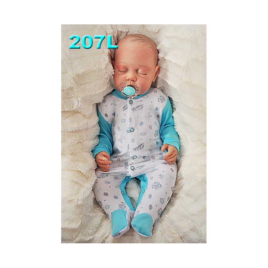 Pajac pajacyk bawełniany lazurowo-biały w zabawki wzór 207L