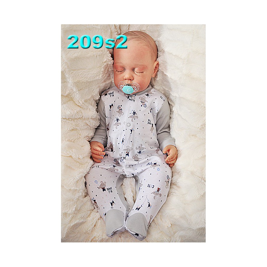 Pajac pajacyk bawełniany szaro-biały w myszki wzór 209s2