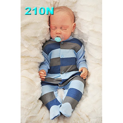 Pajac pajacyk bawełniany niebieski w paski wzór 210N