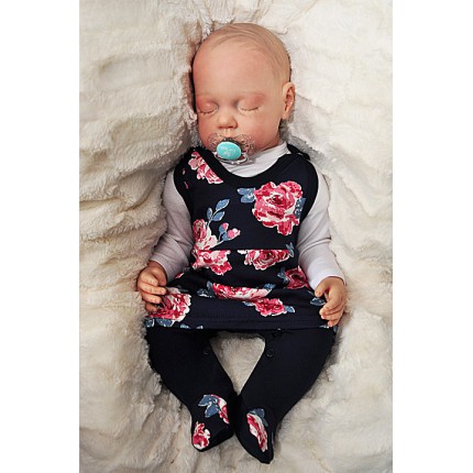 ŚPIOCHY SUKIENKA 2w1 tylko u nas! granatowe w róże wzór 352G