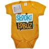 Musztardowe BODY chłopięce SŁODKI ŁOBUZ krótki rękaw LATO wzór 618kr