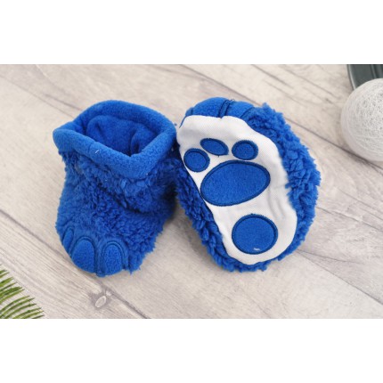 KOSMATE BUCIKI jak LWIE STOPY ciemno niebieskie kapcie niechodki