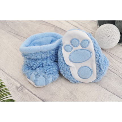 KOSMATE BUCIKI jak LWIE STOPY błękitne kapcie niechodki