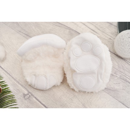 KOSMATE BUCIKI jak LWIE STOPY białe kapcie niechodki