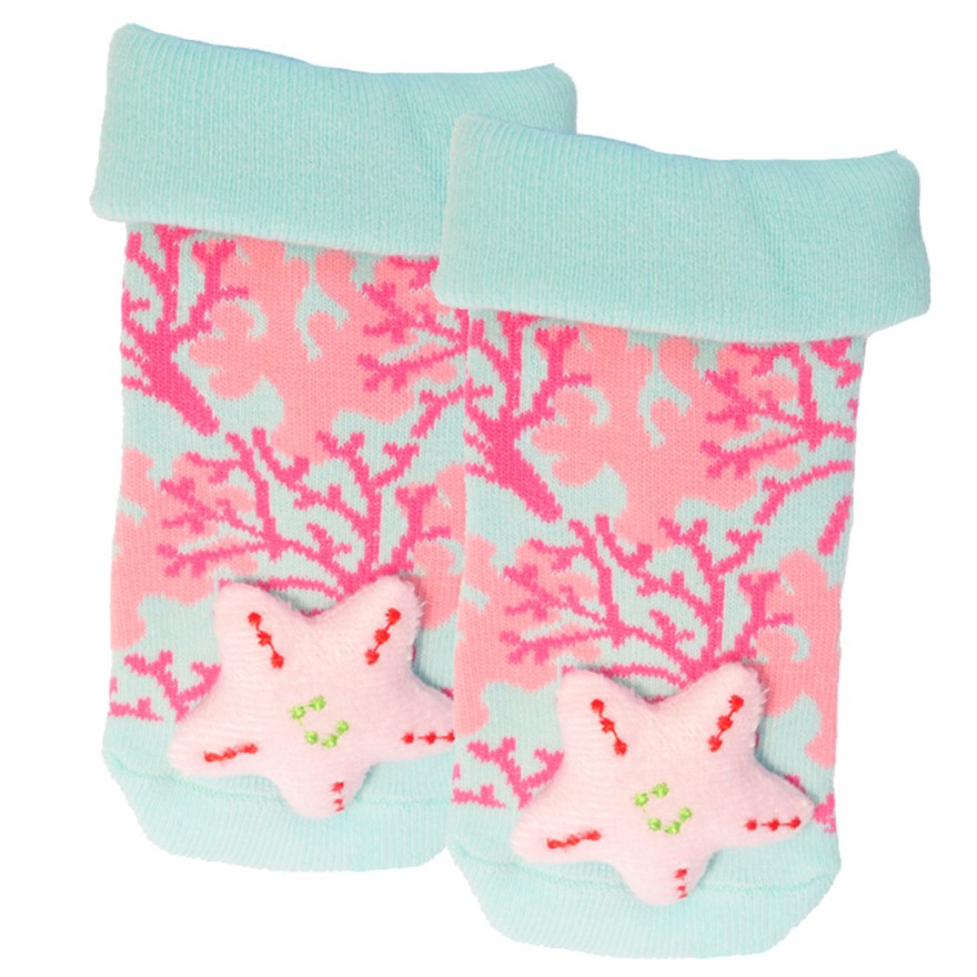 Skarpety z grzechotką dziewczęce miętowe skarpetki z gwiazdką