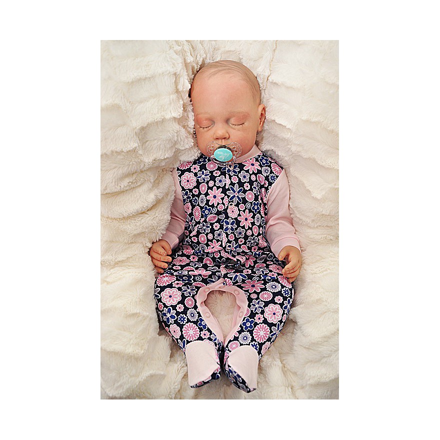 Pajac pajacyk bawełniany różowo-granatowy w kwiaty wzór 359R