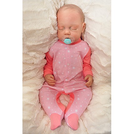 Pajac pajacyk bawełniany łososiowy w gwiazdki wzór 358Ł