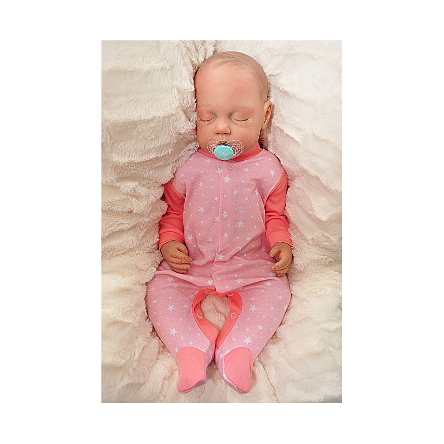 Pajac pajacyk bawełniany łososiowy w gwiazdki wzór 358Ł