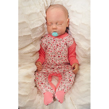 Pajac pajacyk bawełniany koralowy w kwiaty wzór 346KOR