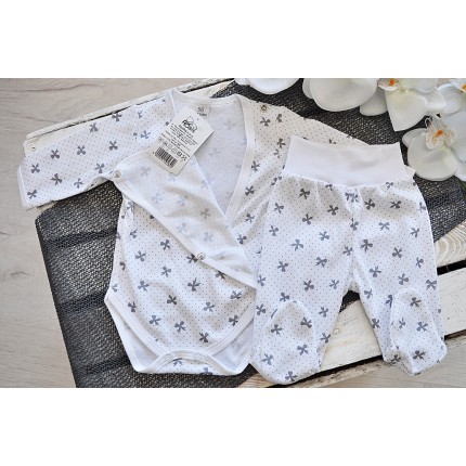 Komplet 2cz body kopertowe półśpiochy ecru w kokardki r.50 WCZEŚNIAK