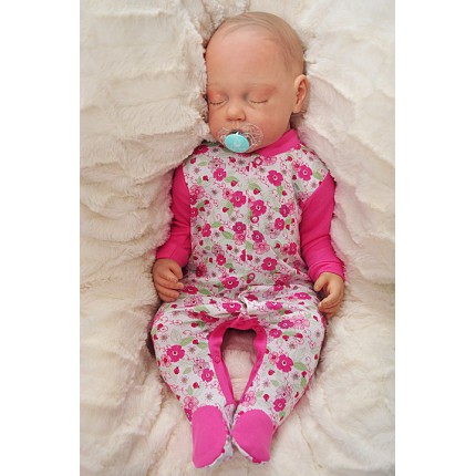 Pajac pajacyk bawełniany amarantowy w kwiaty wzór 360A