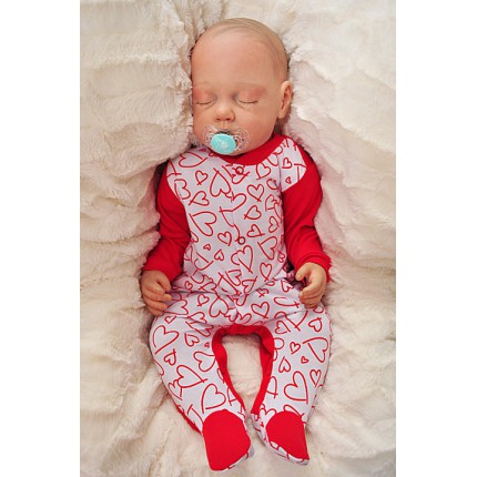 Pajac pajacyk bawełniany biało-czerwony w serca wzór 361C