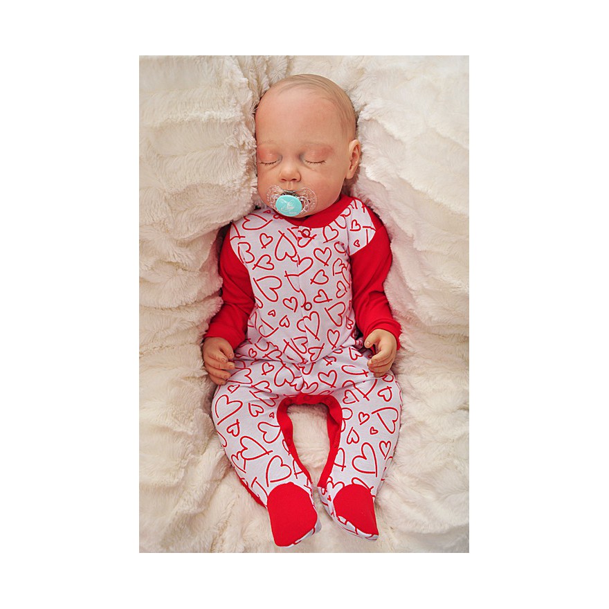 Pajac pajacyk bawełniany biało-czerwony w serca wzór 361C