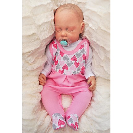 ŚPIOCHY ŚPIOSZKI bawełniane, różowe w serca, wzór 112R