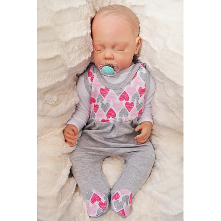 ŚPIOCHY ŚPIOSZKI bawełniane, szare w serca, wzór 112S