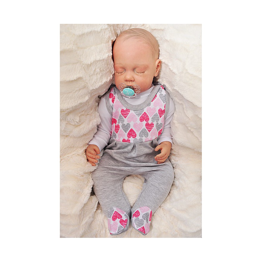 ŚPIOCHY ŚPIOSZKI bawełniane, szare w serca, wzór 112S