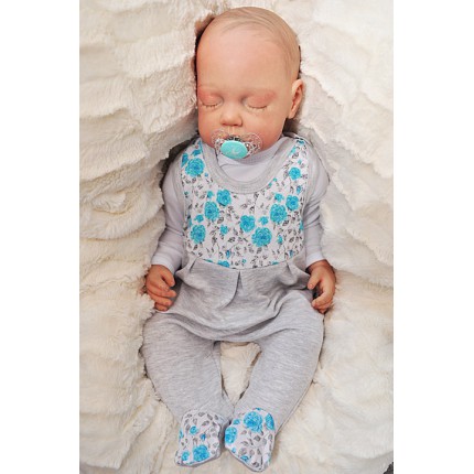 ŚPIOCHY ŚPIOSZKI bawełniane, szare w lazurowe róże, wzór 362S