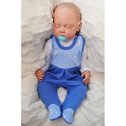 ŚPIOCHY ŚPIOSZKI bawełniane, niebieskie w misie i gwiazdki wzór 206N