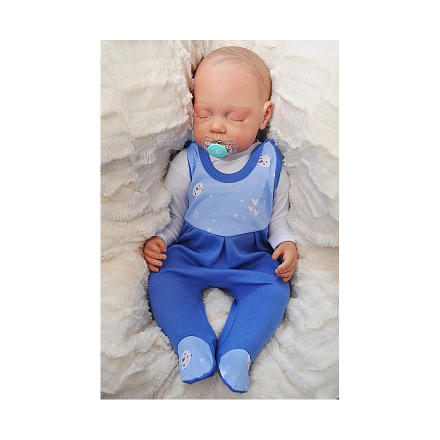 ŚPIOCHY ŚPIOSZKI bawełniane, niebieskie w misie i gwiazdki wzór 206N