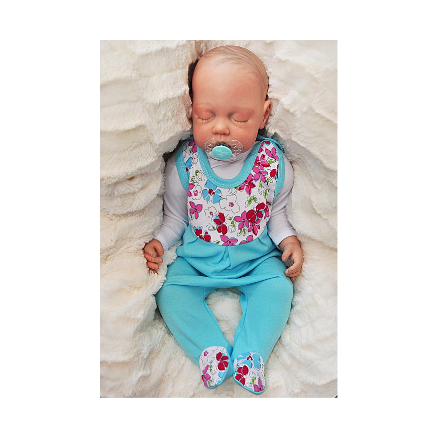 ŚPIOCHY ŚPIOSZKI bawełniane, lazurowe w kwiaty wzór 305N