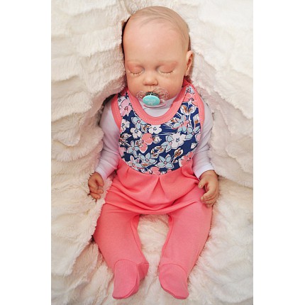 ŚPIOCHY ŚPIOSZKI bawełniane, łososiowe w kwiaty wzór 357Ł