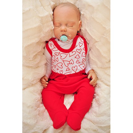 ŚPIOCHY ŚPIOSZKI bawełniane, czerwone w serca wzór 361C