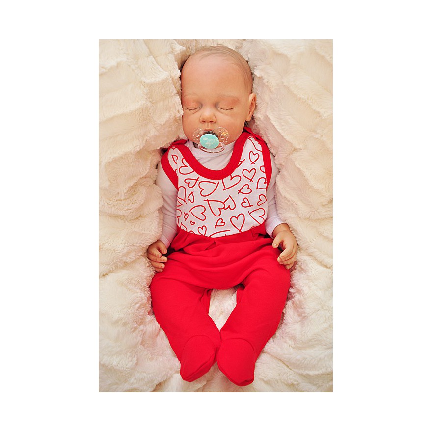 ŚPIOCHY ŚPIOSZKI bawełniane, czerwone w serca wzór 361C